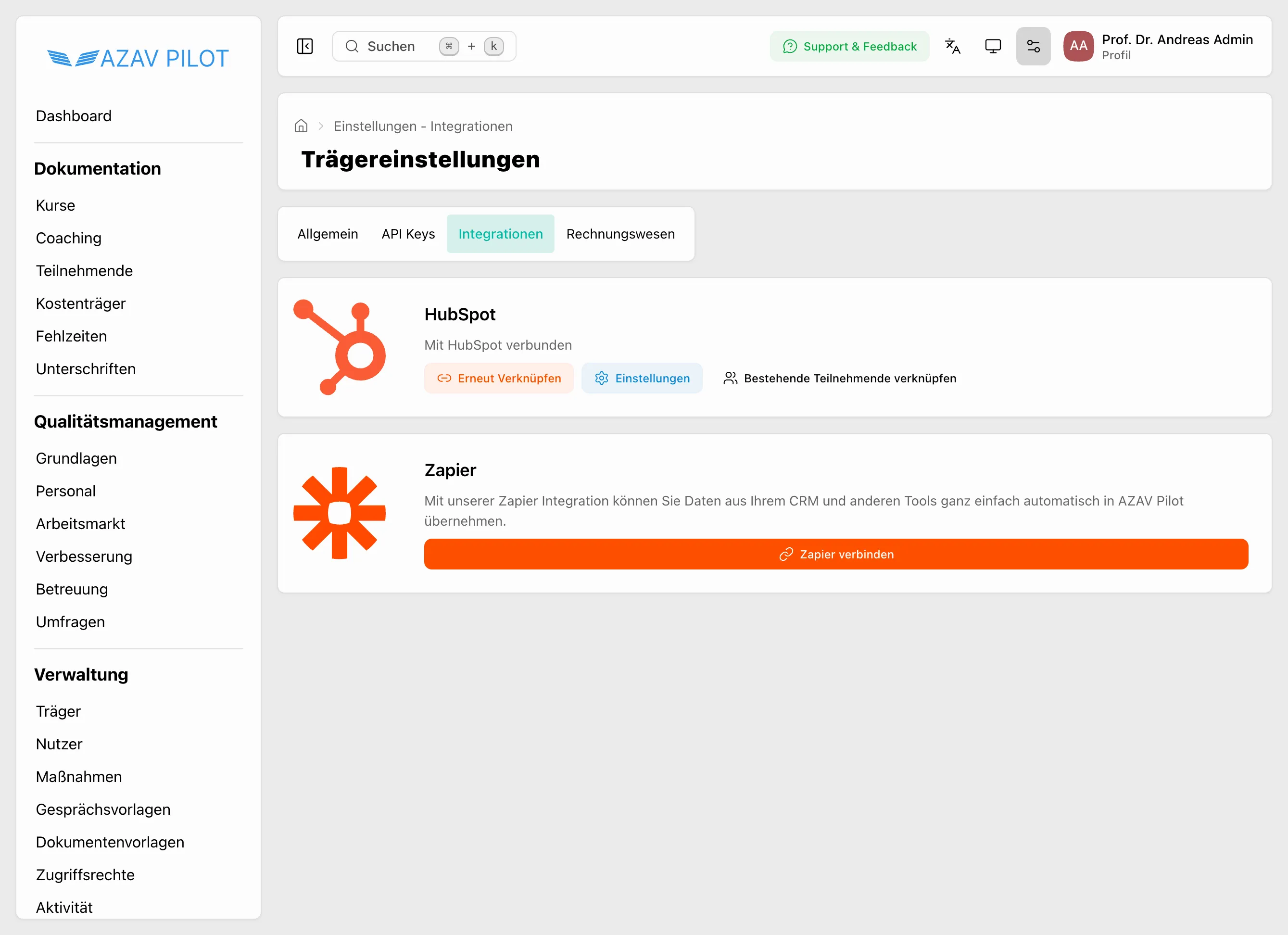 Integrationen in AZAV Pilot